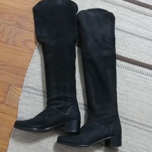 STUART WEITZMAN Over-the-knee black leather boots